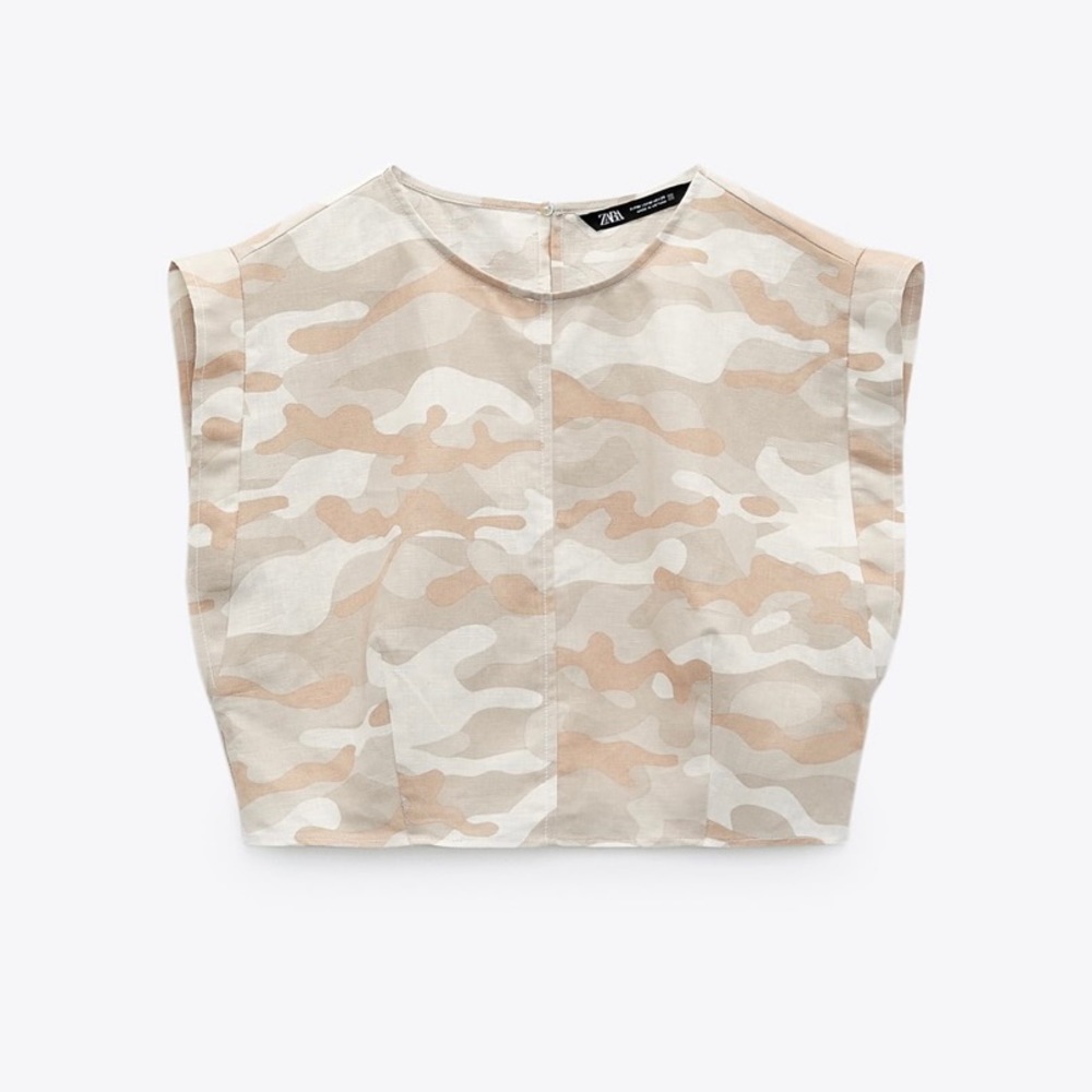 NEW ZARA LINEN CROPPED TOP - Picture 4 of 8